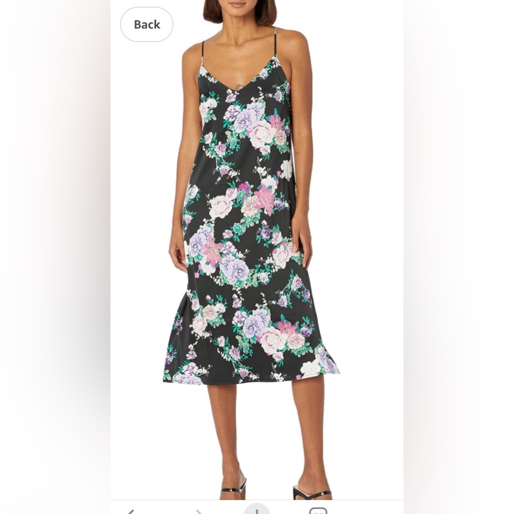 NWT The Drop Midi Slip Dress in Black Floral size XL